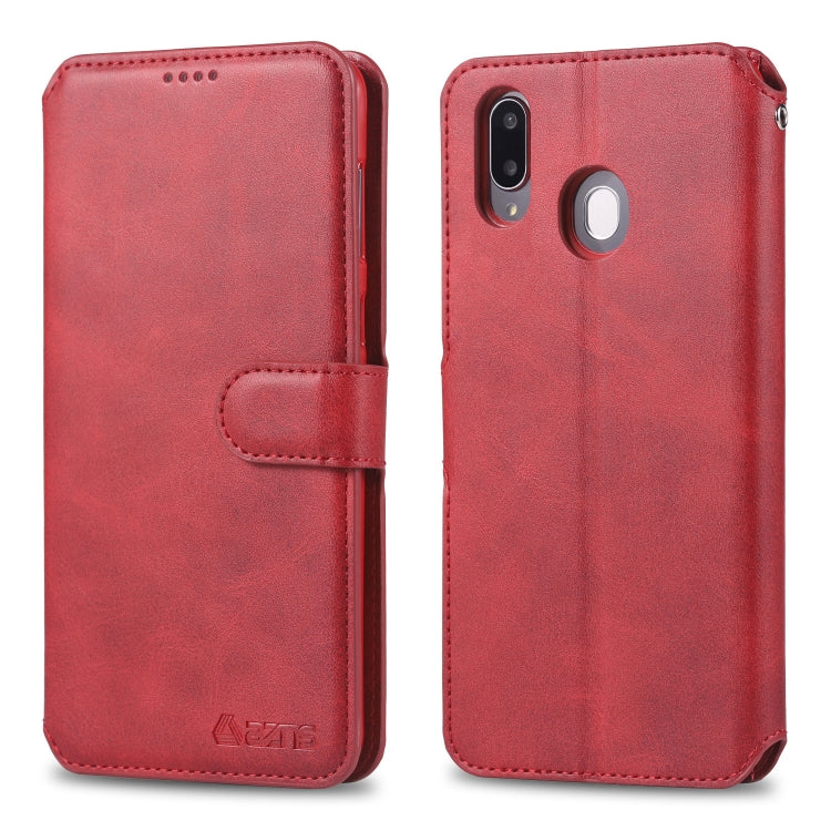 For Galaxy M20 AZNS Calf Texture Magnetic Horizontal Flip PU Leather Case with Holder & Card Slots & Photo Frame