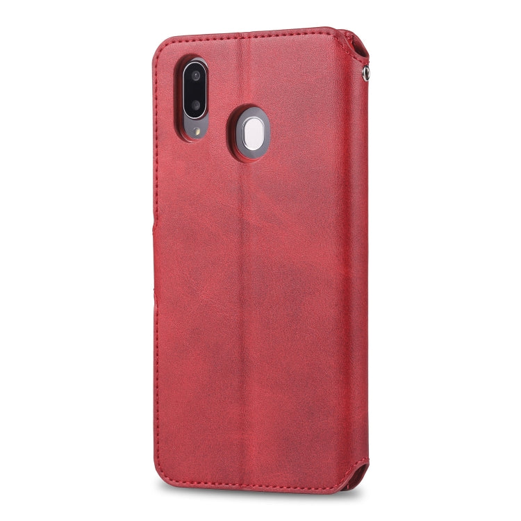 For Galaxy M20 AZNS Calf Texture Magnetic Horizontal Flip PU Leather Case with Holder & Card Slots & Photo Frame