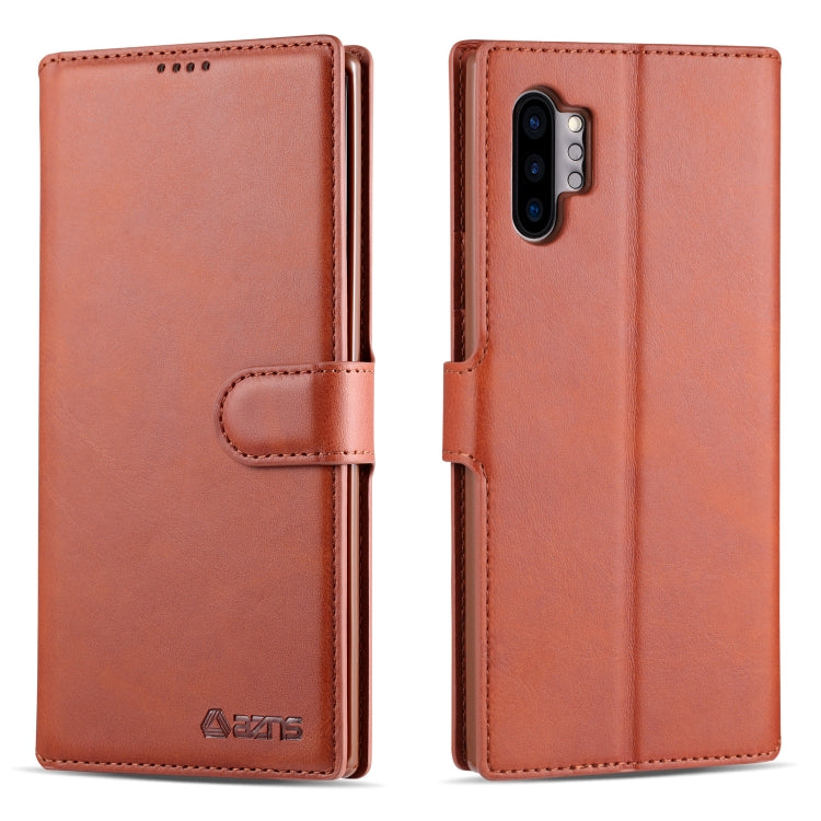 For Galaxy Note 10 Plus AZNS Calf Texture Magnetic Horizontal Flip PU Leather Case with Holder & Card Slots & Photo Frame
