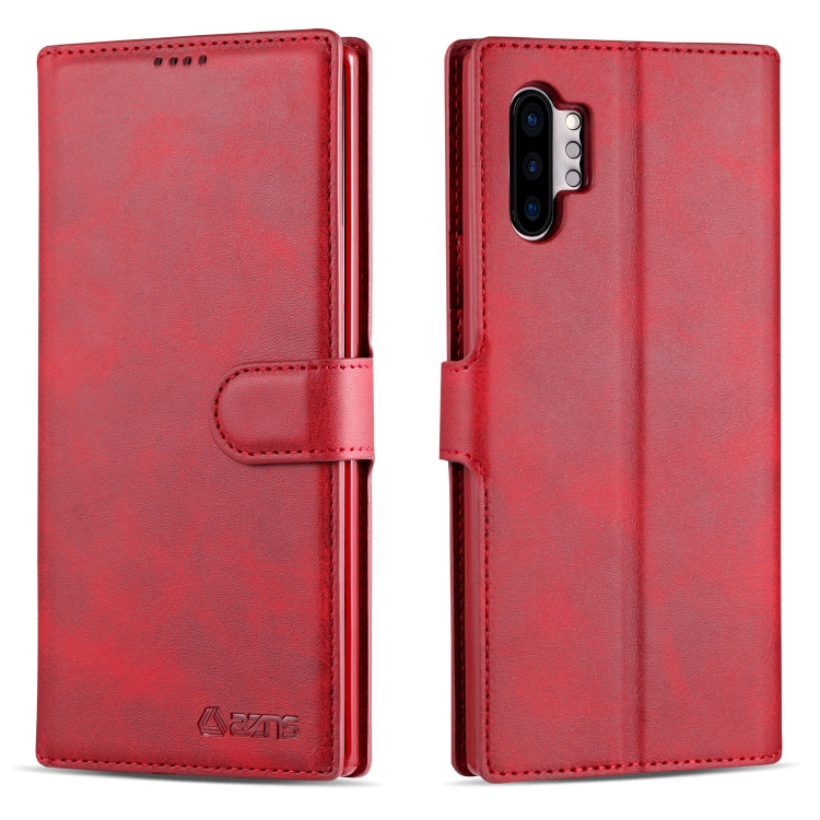 For Galaxy Note 10 Plus AZNS Calf Texture Magnetic Horizontal Flip PU Leather Case with Holder & Card Slots & Photo Frame