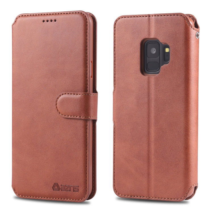 For Galaxy S9 AZNS Calf Texture Magnetic Horizontal Flip PU Leather Case with Holder & Card Slots & Photo Frame
