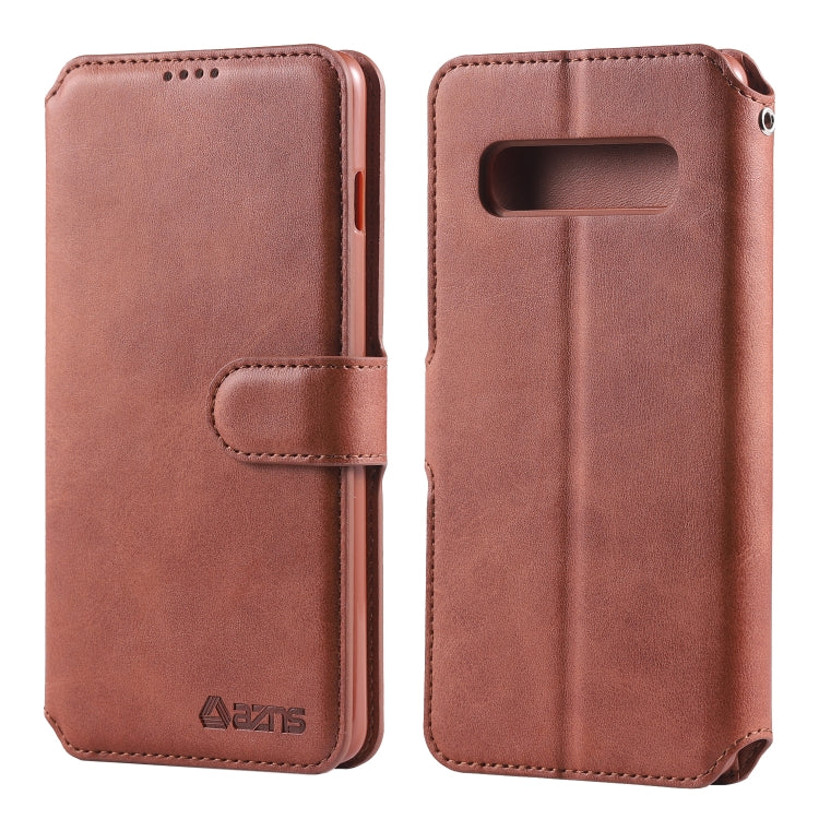 For Galaxy S10 5G AZNS Calf Texture Magnetic Horizontal Flip PU Leather Case with Holder & Card Slots & Photo Frame
