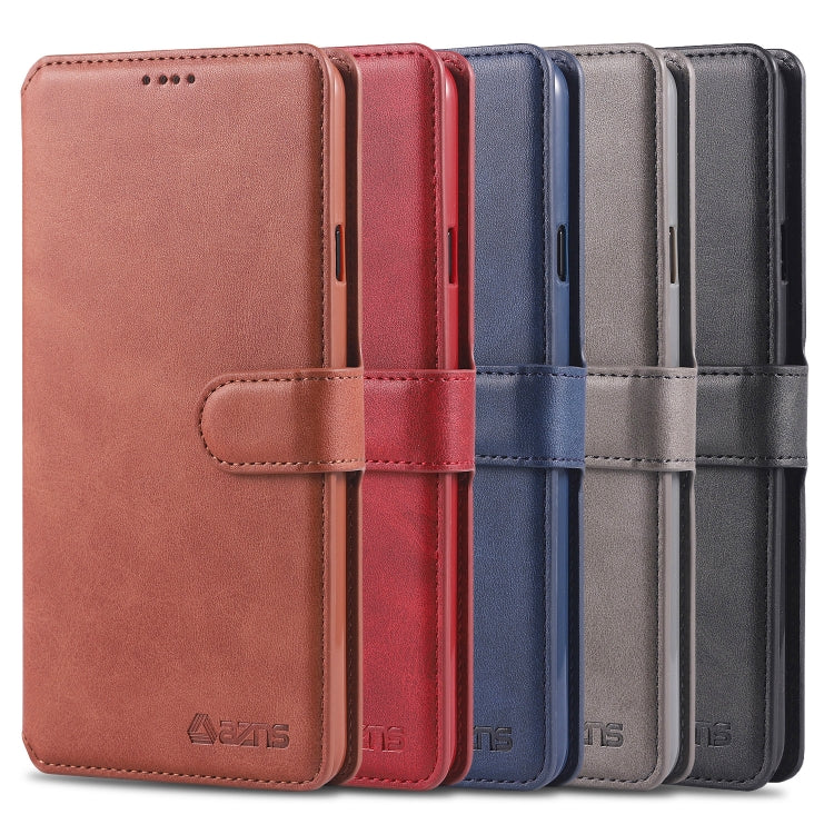 For Galaxy S10 Plus AZNS Calf Texture Magnetic Horizontal Flip PU Leather Case with Holder & Card Slots & Photo Frame