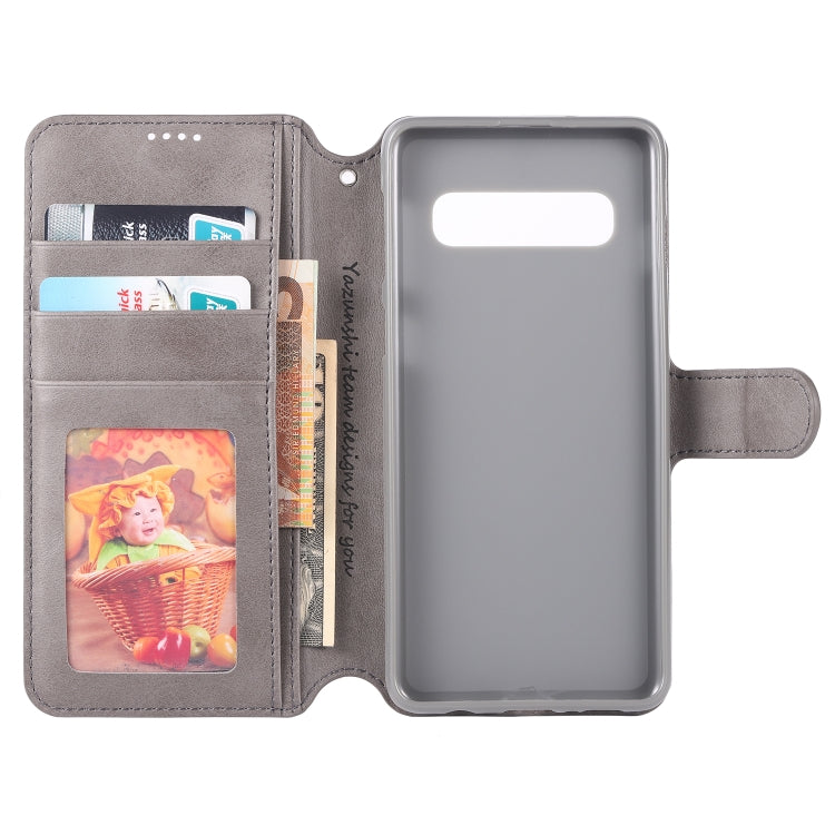 For Galaxy S10 Plus AZNS Calf Texture Magnetic Horizontal Flip PU Leather Case with Holder & Card Slots & Photo Frame