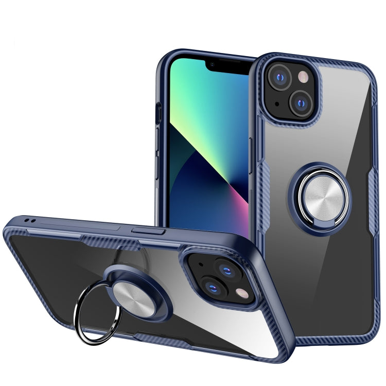 For iPhone 13 mini Shockproof Transparent TPU + Acrylic Protective Case with Ring Holder