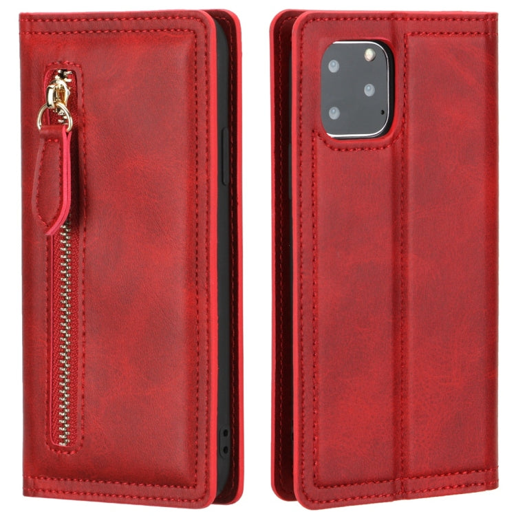 For iPhone 11 Pro Skin Texture Magnetic Zipper Horizontal Flip Leather Case with Card Slot & Wallet