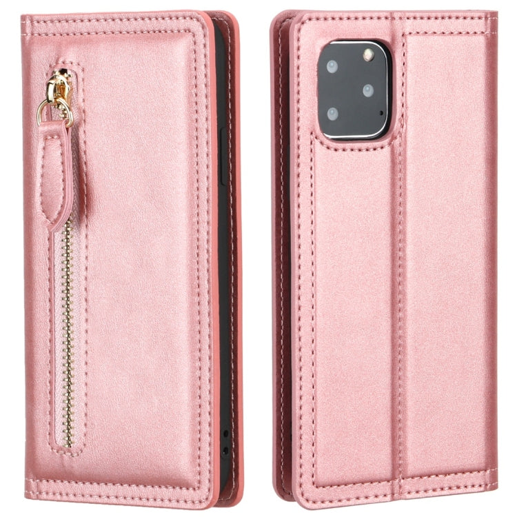 For iPhone 11 Pro Skin Texture Magnetic Zipper Horizontal Flip Leather Case with Card Slot & Wallet
