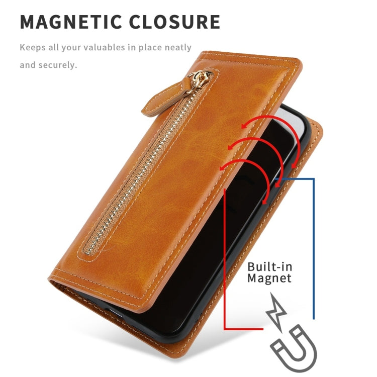 For iPhone 11 Pro Skin Texture Magnetic Zipper Horizontal Flip Leather Case with Card Slot & Wallet