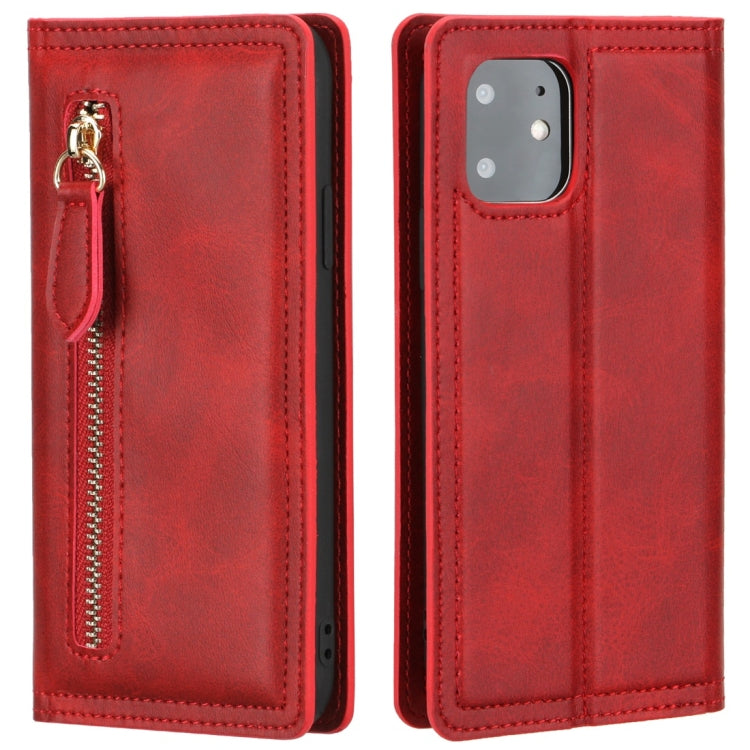 For iPhone 11 Skin Texture Magnetic Zipper Horizontal Flip Leather Case with Card Slot & Wallet