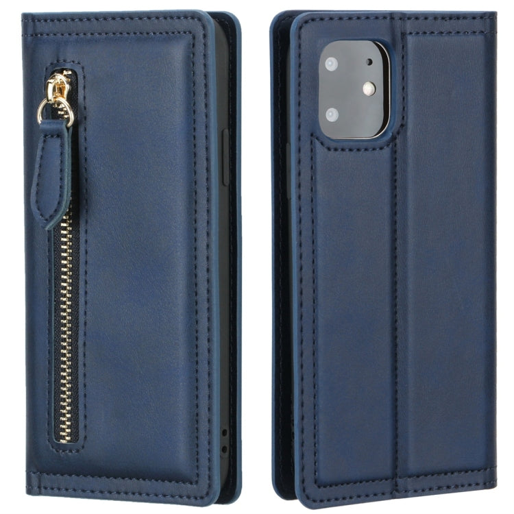 For iPhone 11 Skin Texture Magnetic Zipper Horizontal Flip Leather Case with Card Slot & Wallet