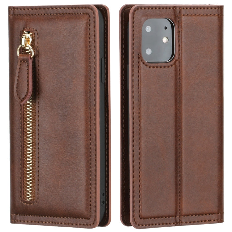 For iPhone 11 Skin Texture Magnetic Zipper Horizontal Flip Leather Case with Card Slot & Wallet