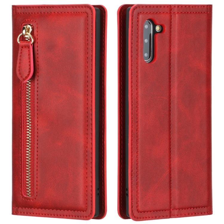 For Galaxy Note 10 Skin Texture Magnetic Zipper Horizontal Flip Leather Case with Card Slot & Wallet