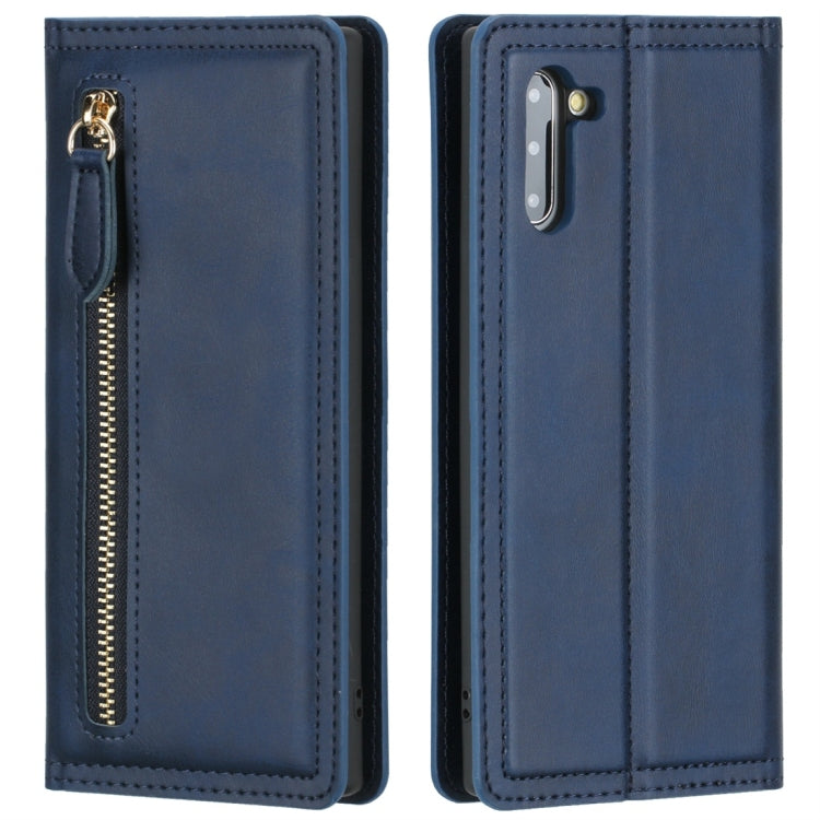 For Galaxy Note 10 Skin Texture Magnetic Zipper Horizontal Flip Leather Case with Card Slot & Wallet
