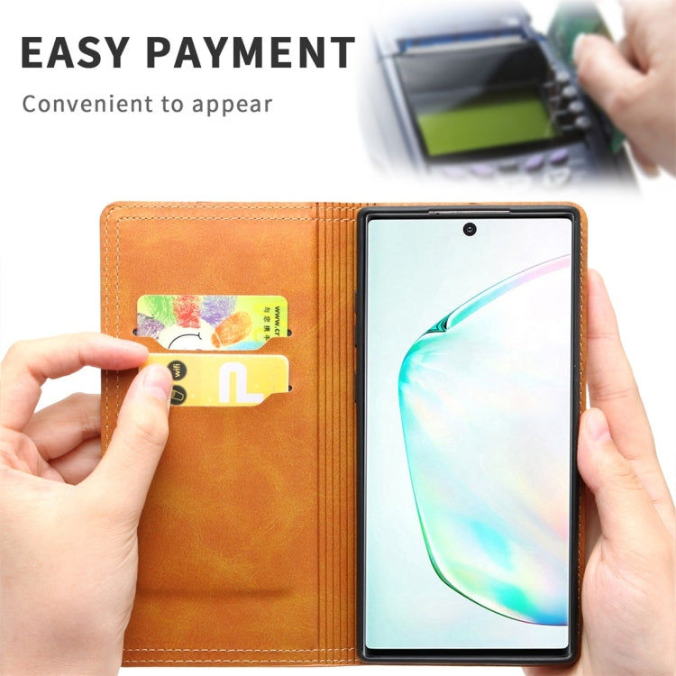 For Galaxy Note 10 Skin Texture Magnetic Zipper Horizontal Flip Leather Case with Card Slot & Wallet