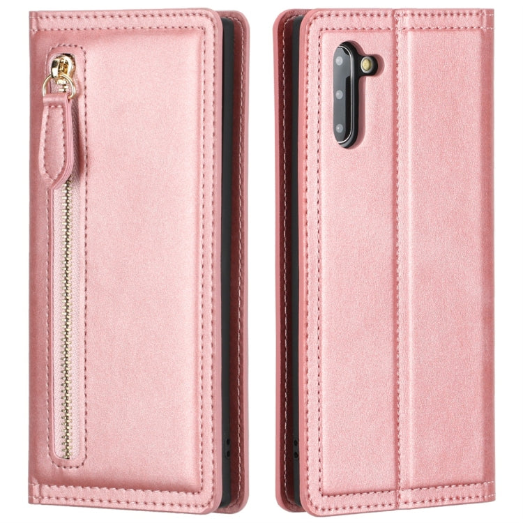 For Galaxy Note 10 Skin Texture Magnetic Zipper Horizontal Flip Leather Case with Card Slot & Wallet