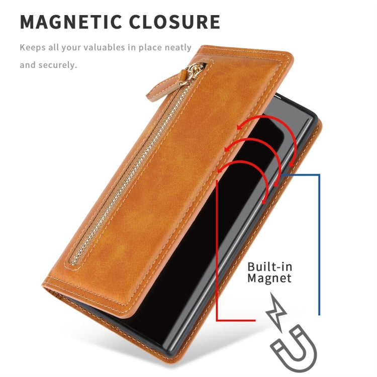 For Galaxy Note 10 Skin Texture Magnetic Zipper Horizontal Flip Leather Case with Card Slot & Wallet
