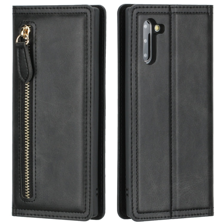 For Galaxy Note 10 Skin Texture Magnetic Zipper Horizontal Flip Leather Case with Card Slot & Wallet