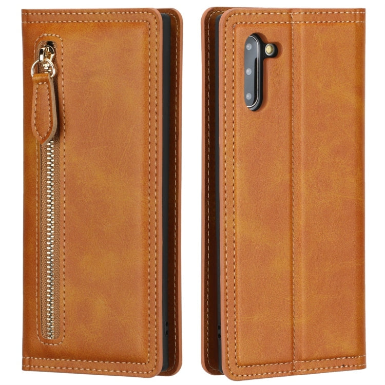 For Galaxy Note 10 Skin Texture Magnetic Zipper Horizontal Flip Leather Case with Card Slot & Wallet