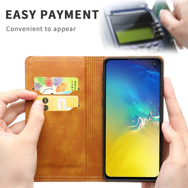 For Galaxy S10e Skin Texture Magnetic Zipper Horizontal Flip Leather Case with Card Slot & Wallet