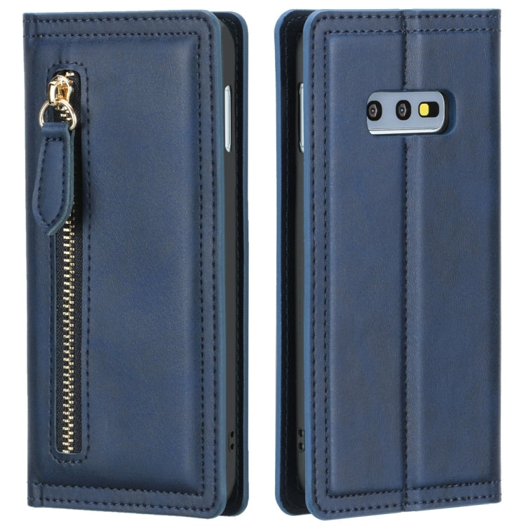 For Galaxy S10e Skin Texture Magnetic Zipper Horizontal Flip Leather Case with Card Slot & Wallet