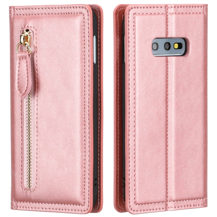 For Galaxy S10e Skin Texture Magnetic Zipper Horizontal Flip Leather Case with Card Slot & Wallet