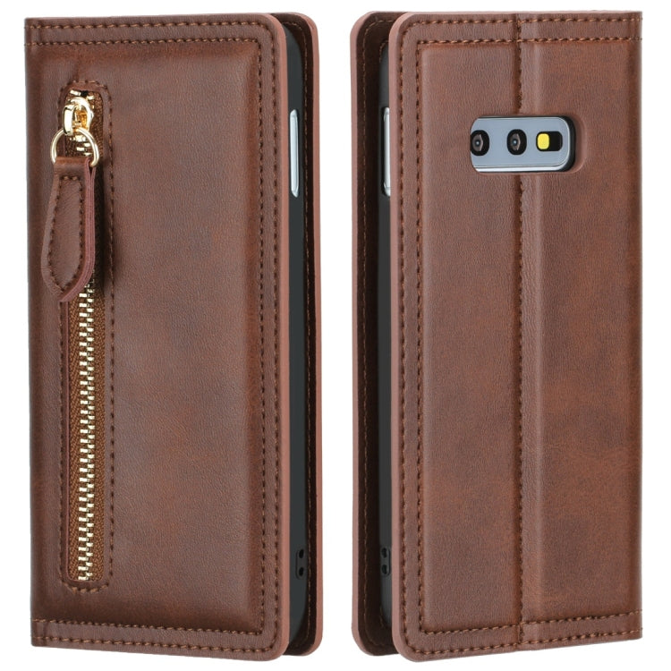 For Galaxy S10e Skin Texture Magnetic Zipper Horizontal Flip Leather Case with Card Slot & Wallet