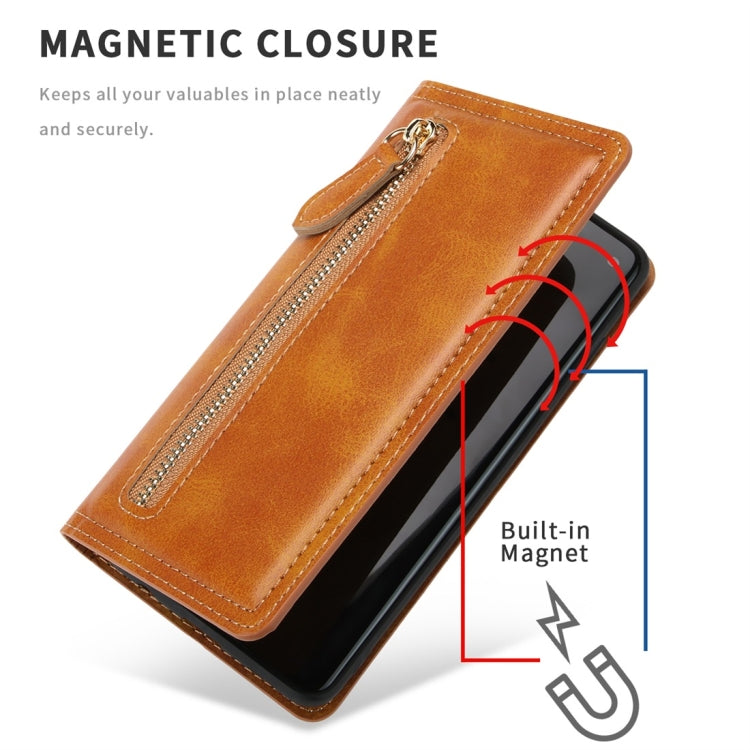 For Galaxy S10e Skin Texture Magnetic Zipper Horizontal Flip Leather Case with Card Slot & Wallet