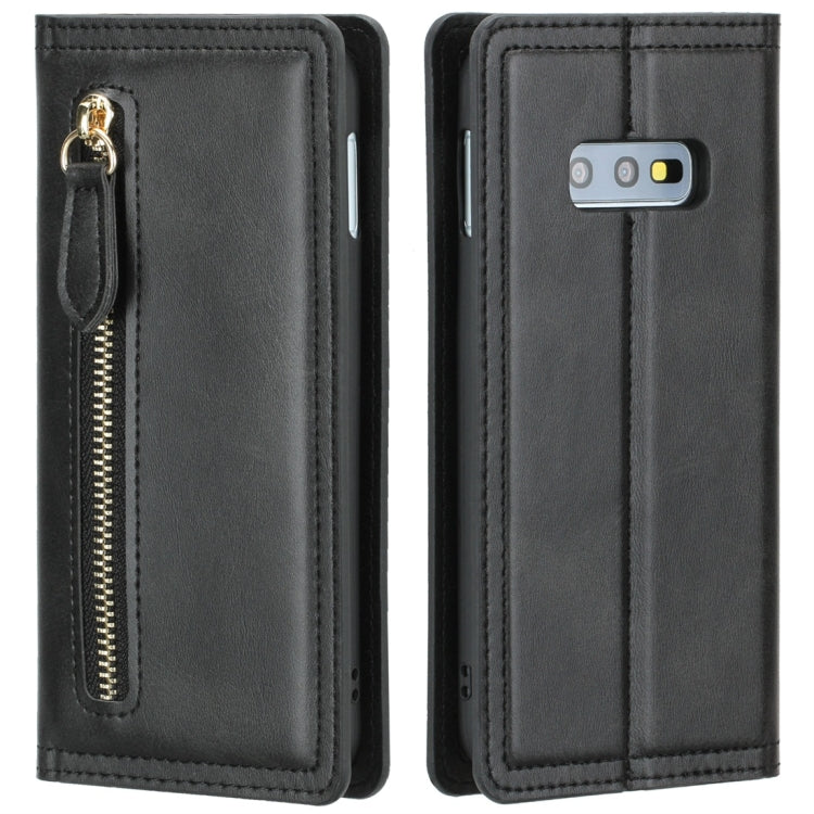 For Galaxy S10e Skin Texture Magnetic Zipper Horizontal Flip Leather Case with Card Slot & Wallet