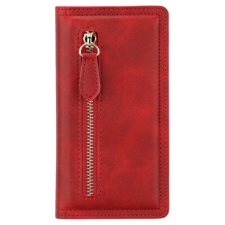 For Galaxy S10+ Skin Texture Magnetic Zipper Horizontal Flip Leather Case with Card Slot & Wallet