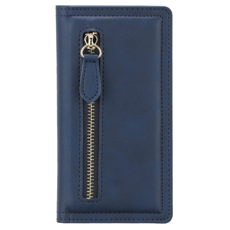 For Galaxy S10+ Skin Texture Magnetic Zipper Horizontal Flip Leather Case with Card Slot & Wallet