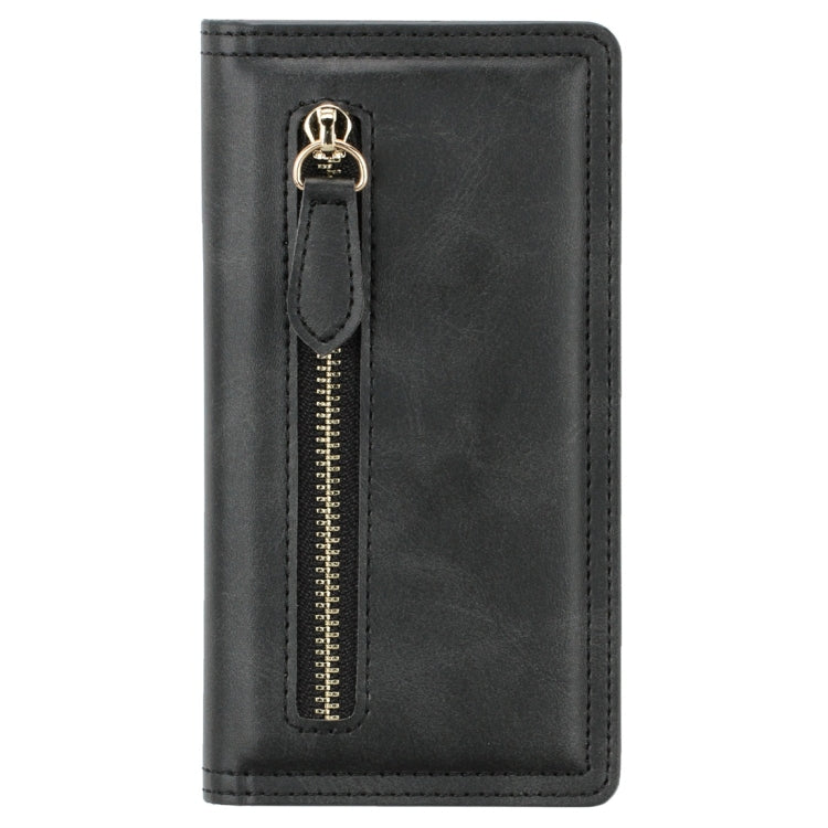 For Galaxy S10+ Skin Texture Magnetic Zipper Horizontal Flip Leather Case with Card Slot & Wallet