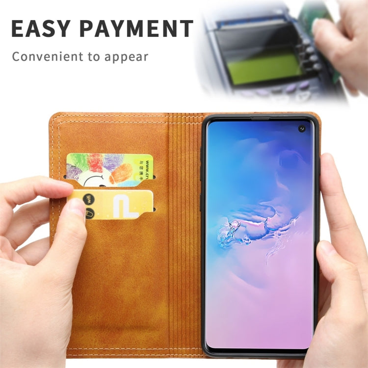 For Galaxy S10 Skin Texture Magnetic Zipper Horizontal Flip Leather Case with Card Slot & Wallet