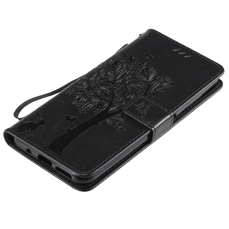For Nokia 6.3 Tree & Cat Pattern Pressed Printing Horizontal Flip PU Leather Case with Holder & Card Slots & Wallet & Lanyard