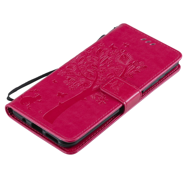 For Nokia 6.3 Tree & Cat Pattern Pressed Printing Horizontal Flip PU Leather Case with Holder & Card Slots & Wallet & Lanyard