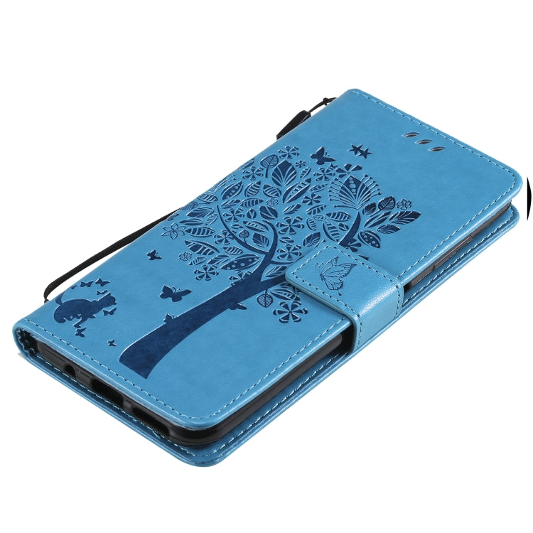 For Nokia 6.3 Tree & Cat Pattern Pressed Printing Horizontal Flip PU Leather Case with Holder & Card Slots & Wallet & Lanyard