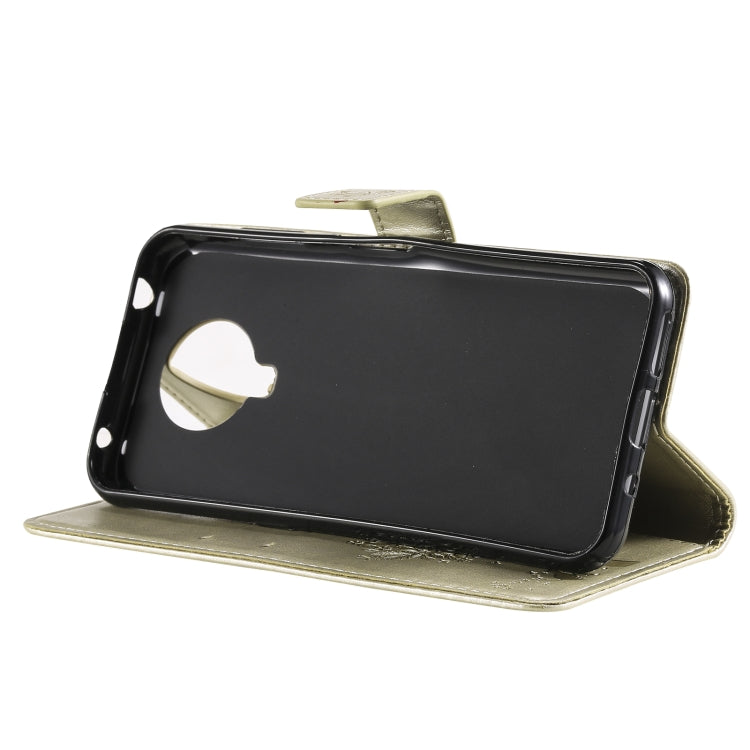 For Nokia G20 Tree & Cat Pattern Pressed Printing Horizontal Flip PU Leather Case with Holder & Card Slots & Wallet & Lanyard