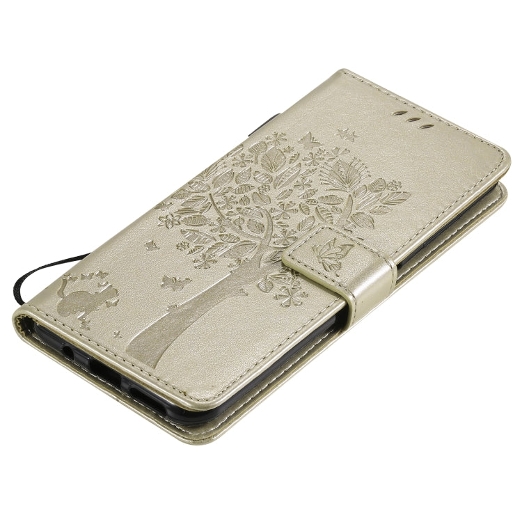 For Nokia G20 Tree & Cat Pattern Pressed Printing Horizontal Flip PU Leather Case with Holder & Card Slots & Wallet & Lanyard