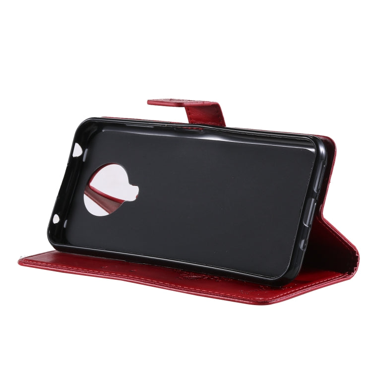 For Nokia G20 Tree & Cat Pattern Pressed Printing Horizontal Flip PU Leather Case with Holder & Card Slots & Wallet & Lanyard