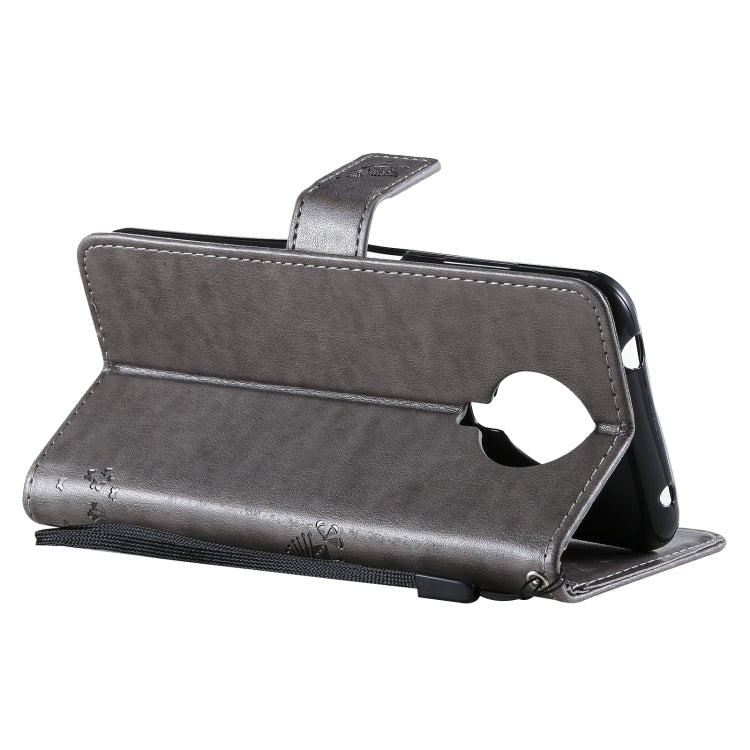 For Nokia G20 Tree & Cat Pattern Pressed Printing Horizontal Flip PU Leather Case with Holder & Card Slots & Wallet & Lanyard