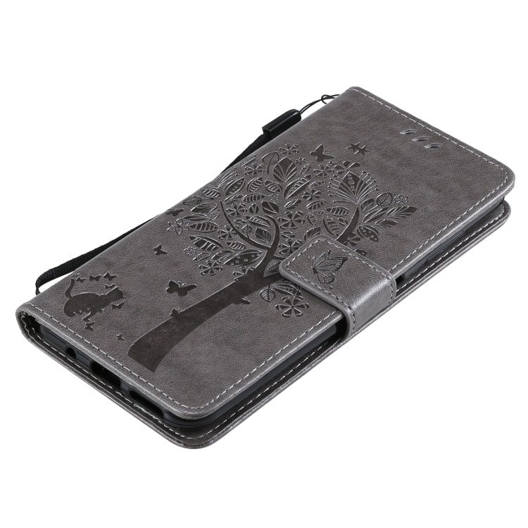 For Nokia G20 Tree & Cat Pattern Pressed Printing Horizontal Flip PU Leather Case with Holder & Card Slots & Wallet & Lanyard