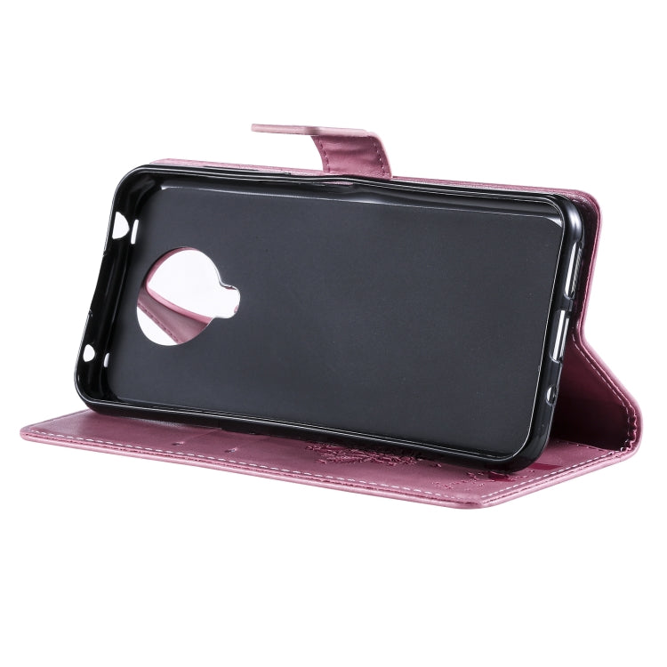 For Nokia G20 Tree & Cat Pattern Pressed Printing Horizontal Flip PU Leather Case with Holder & Card Slots & Wallet & Lanyard