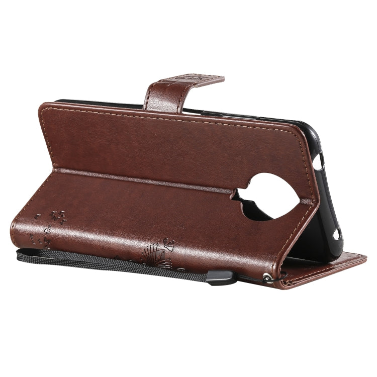 For Nokia G20 Tree & Cat Pattern Pressed Printing Horizontal Flip PU Leather Case with Holder & Card Slots & Wallet & Lanyard