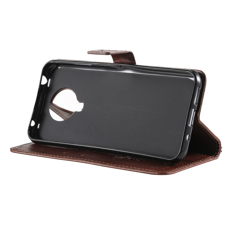 For Nokia G20 Tree & Cat Pattern Pressed Printing Horizontal Flip PU Leather Case with Holder & Card Slots & Wallet & Lanyard
