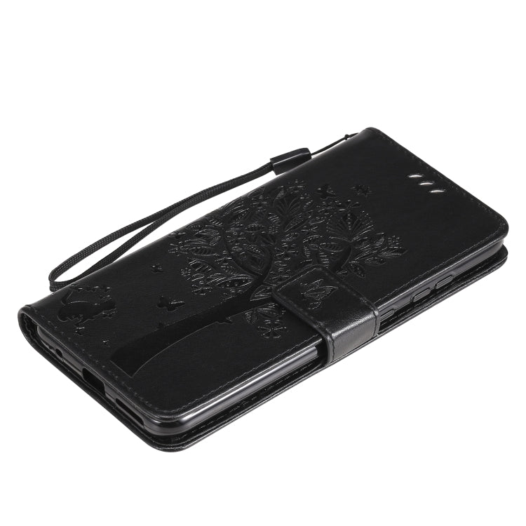 For Nokia 5.3 Tree & Cat Pattern Pressed Printing Horizontal Flip PU Leather Case with Holder & Card Slots & Wallet & Lanyard
