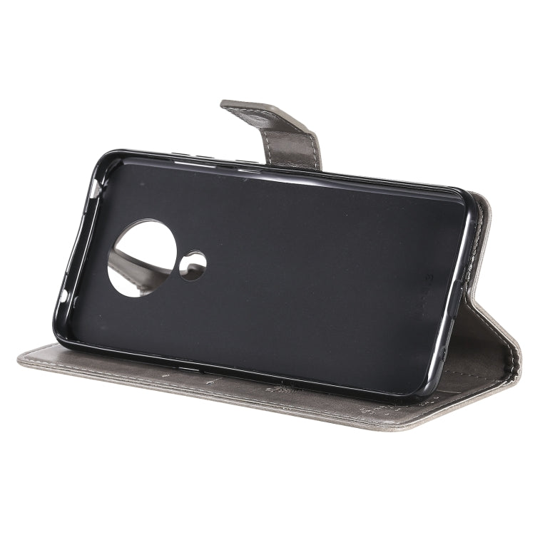 For Nokia 5.3 Tree & Cat Pattern Pressed Printing Horizontal Flip PU Leather Case with Holder & Card Slots & Wallet & Lanyard