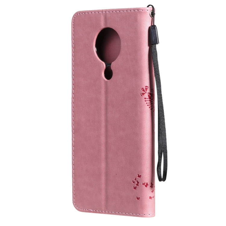 For Nokia 5.3 Tree & Cat Pattern Pressed Printing Horizontal Flip PU Leather Case with Holder & Card Slots & Wallet & Lanyard