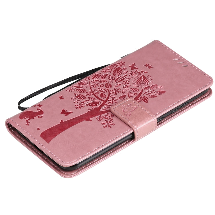 For Nokia 5.3 Tree & Cat Pattern Pressed Printing Horizontal Flip PU Leather Case with Holder & Card Slots & Wallet & Lanyard