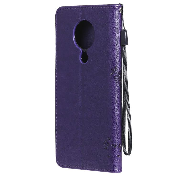 For Nokia 5.3 Tree & Cat Pattern Pressed Printing Horizontal Flip PU Leather Case with Holder & Card Slots & Wallet & Lanyard