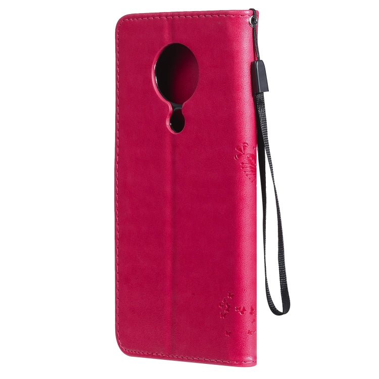 For Nokia 5.3 Tree & Cat Pattern Pressed Printing Horizontal Flip PU Leather Case with Holder & Card Slots & Wallet & Lanyard