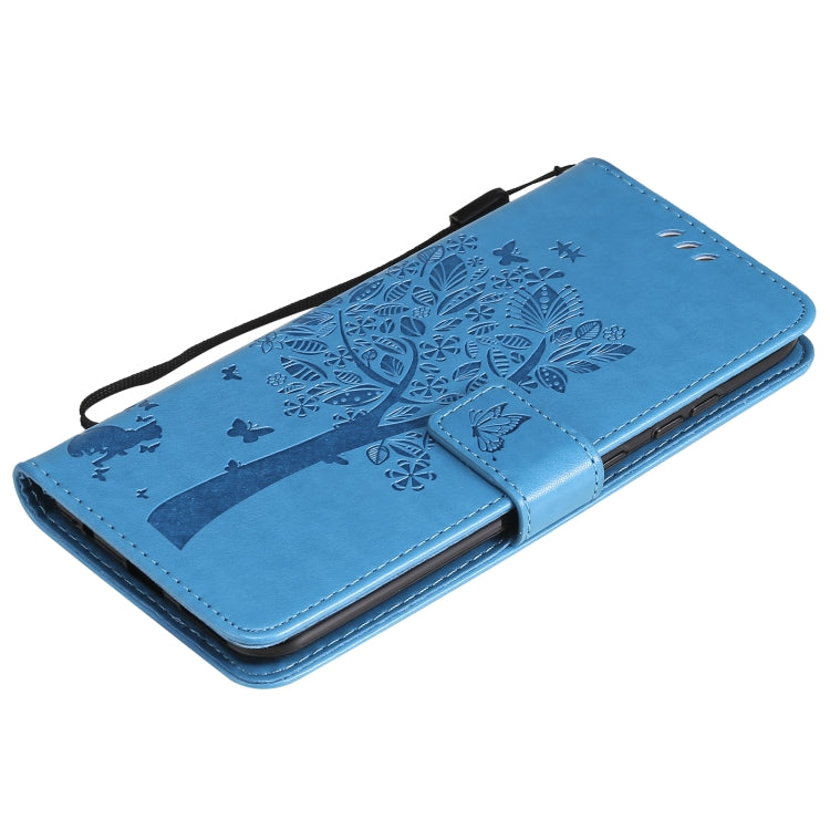 For Nokia 5.3 Tree & Cat Pattern Pressed Printing Horizontal Flip PU Leather Case with Holder & Card Slots & Wallet & Lanyard